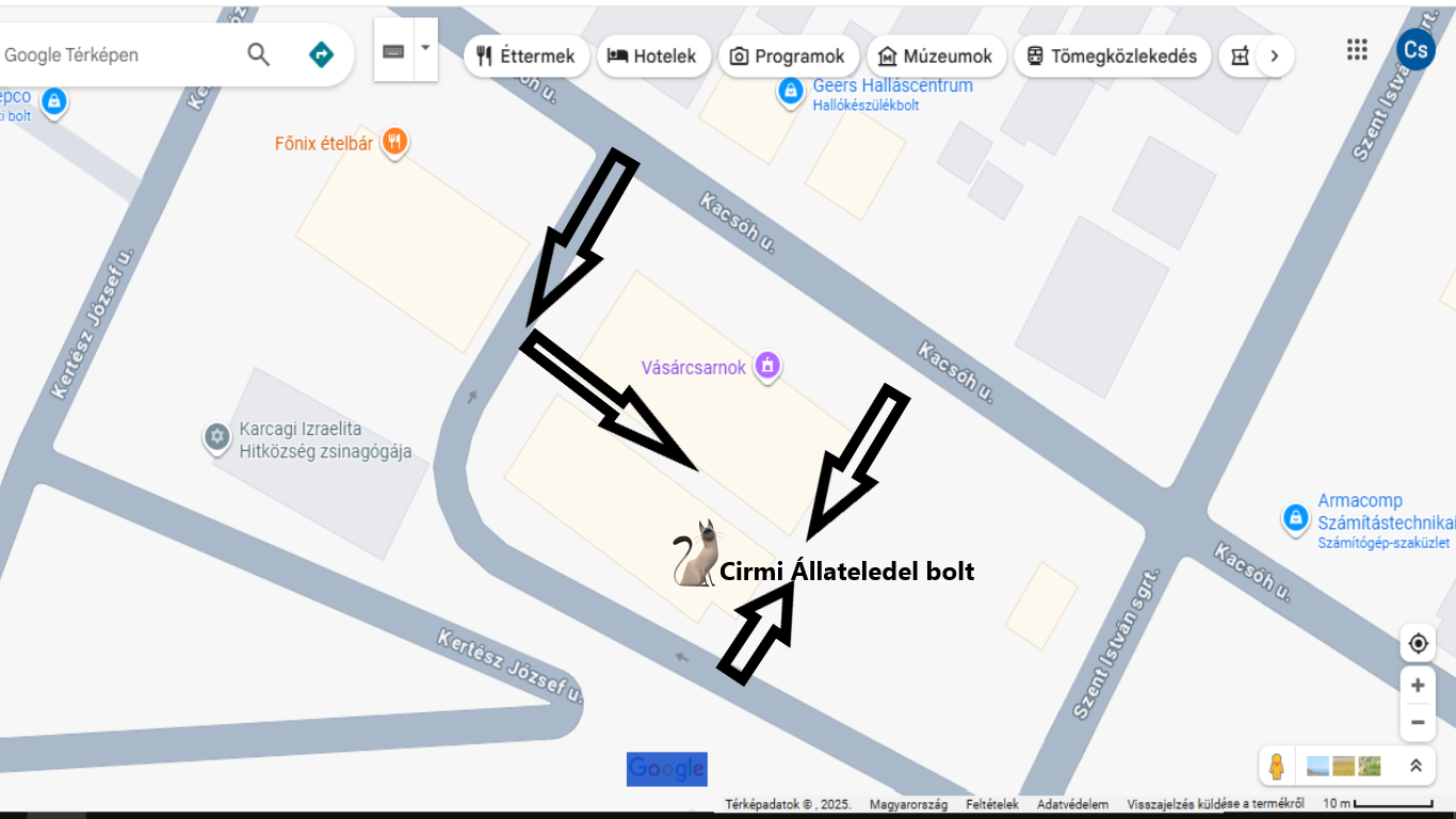 Cirmi Állateledel Bolt és Kutyakozmetika térképe - Piaccsarnokban